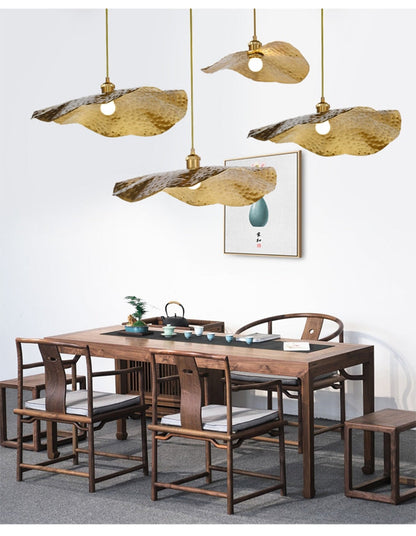 Hammered Brass Suspension Light Retro Pendant Light for Dining Room