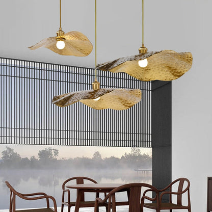 Hammered Brass Suspension Light Retro Pendant Light for Dining Room