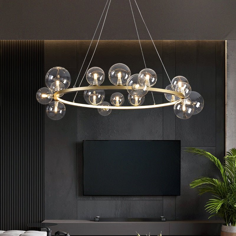 Clear Glass Bubble Ball Chandeliers For Dining Room - Querencian