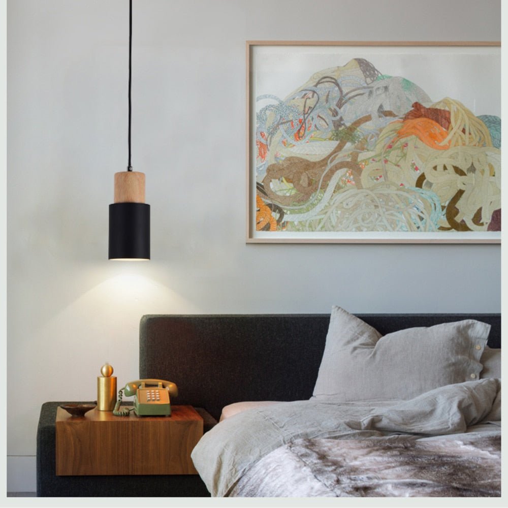 Colorful Designer Nordic Wooden Wire Pendant Lights - Querencian