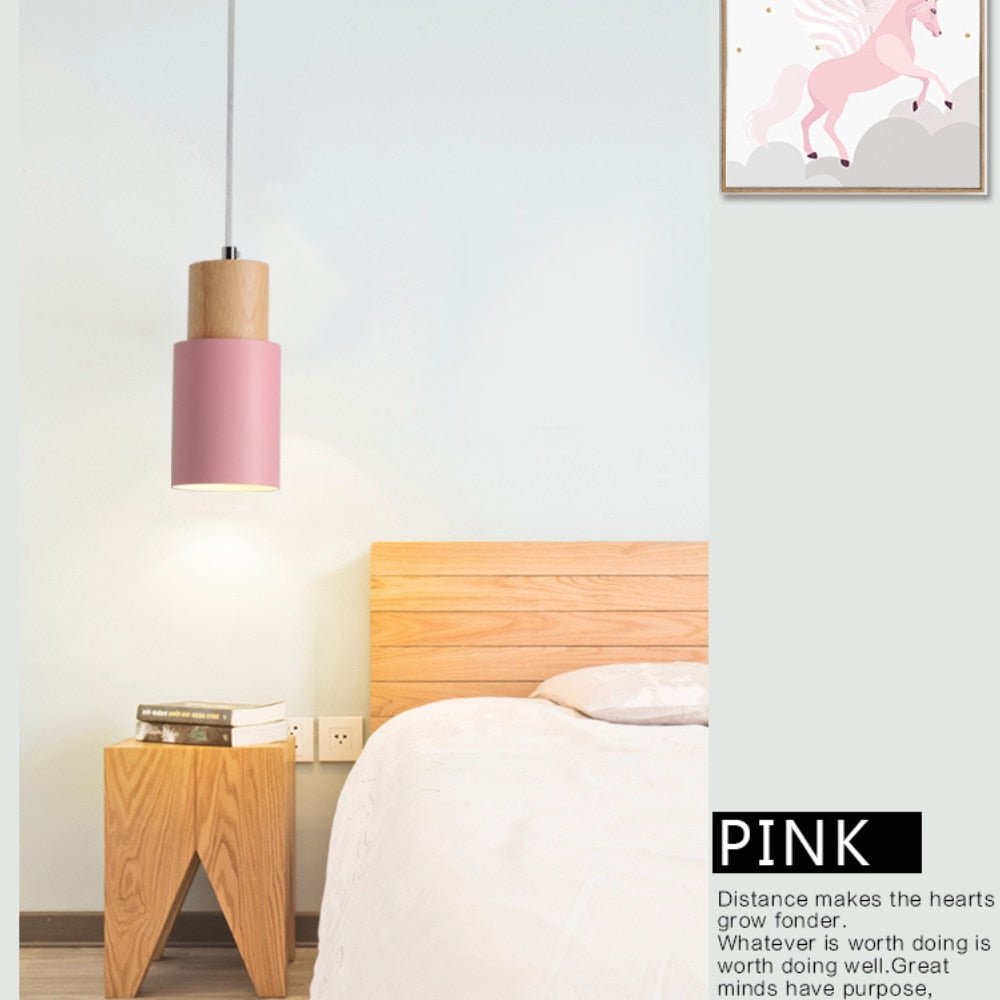 Colorful Designer Nordic Wooden Wire Pendant Lights - Querencian