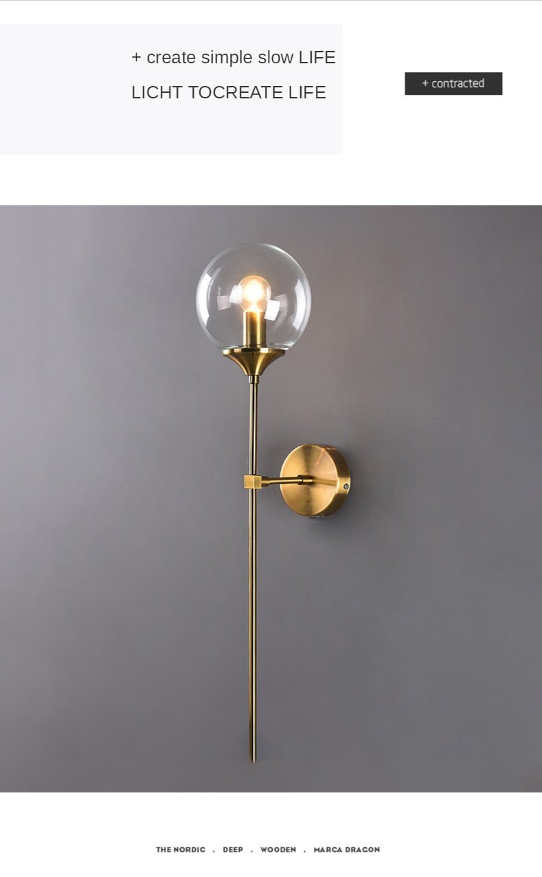 Creative Gold Glass Ball Wall Lamp - Querencian
