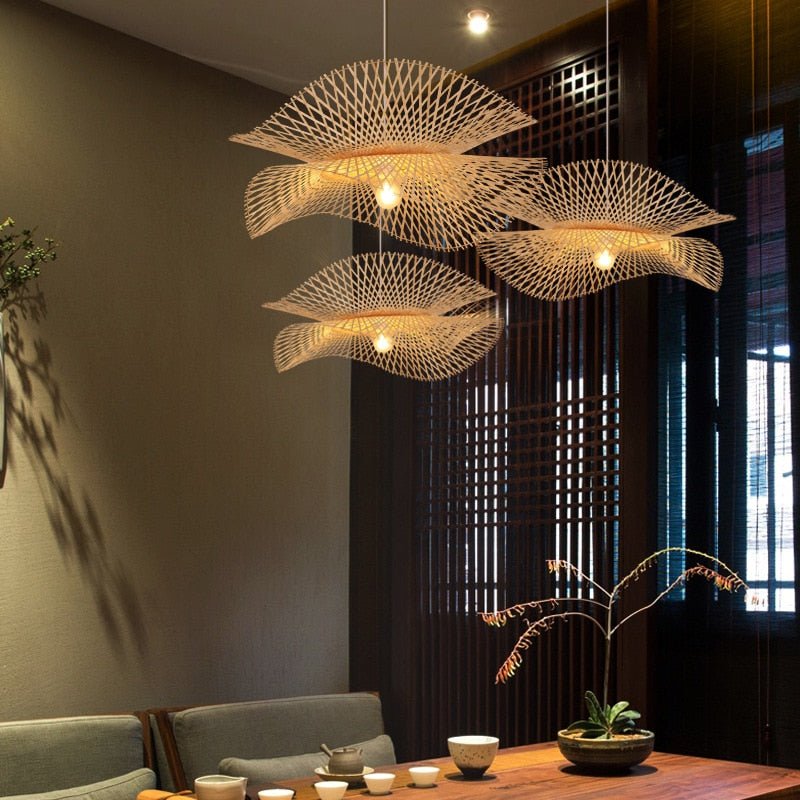 Modern Asian Style Bamboo Handmade Chandeliers Luminaire - Querencian