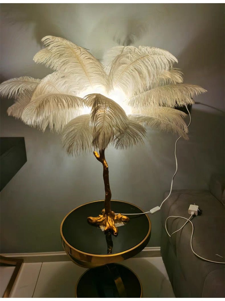 Nordic Ostrich Feather Led Floor Lamp - Querencian