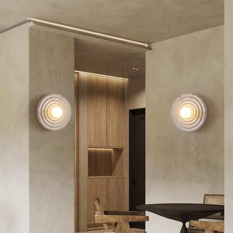 Round Wabi-sabi Japanese Style LED Wall Light - Querencian