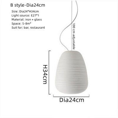 White Glass Whorls Cocoon Pendant Light Hanging Lamp - Querencian