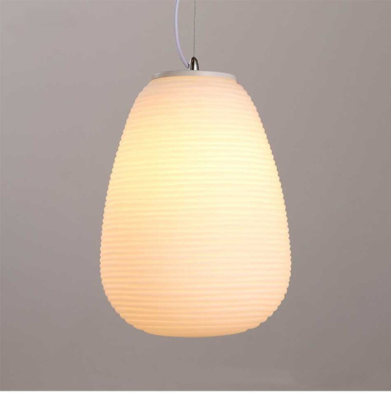 White Glass Whorls Cocoon Pendant Light Hanging Lamp - Querencian